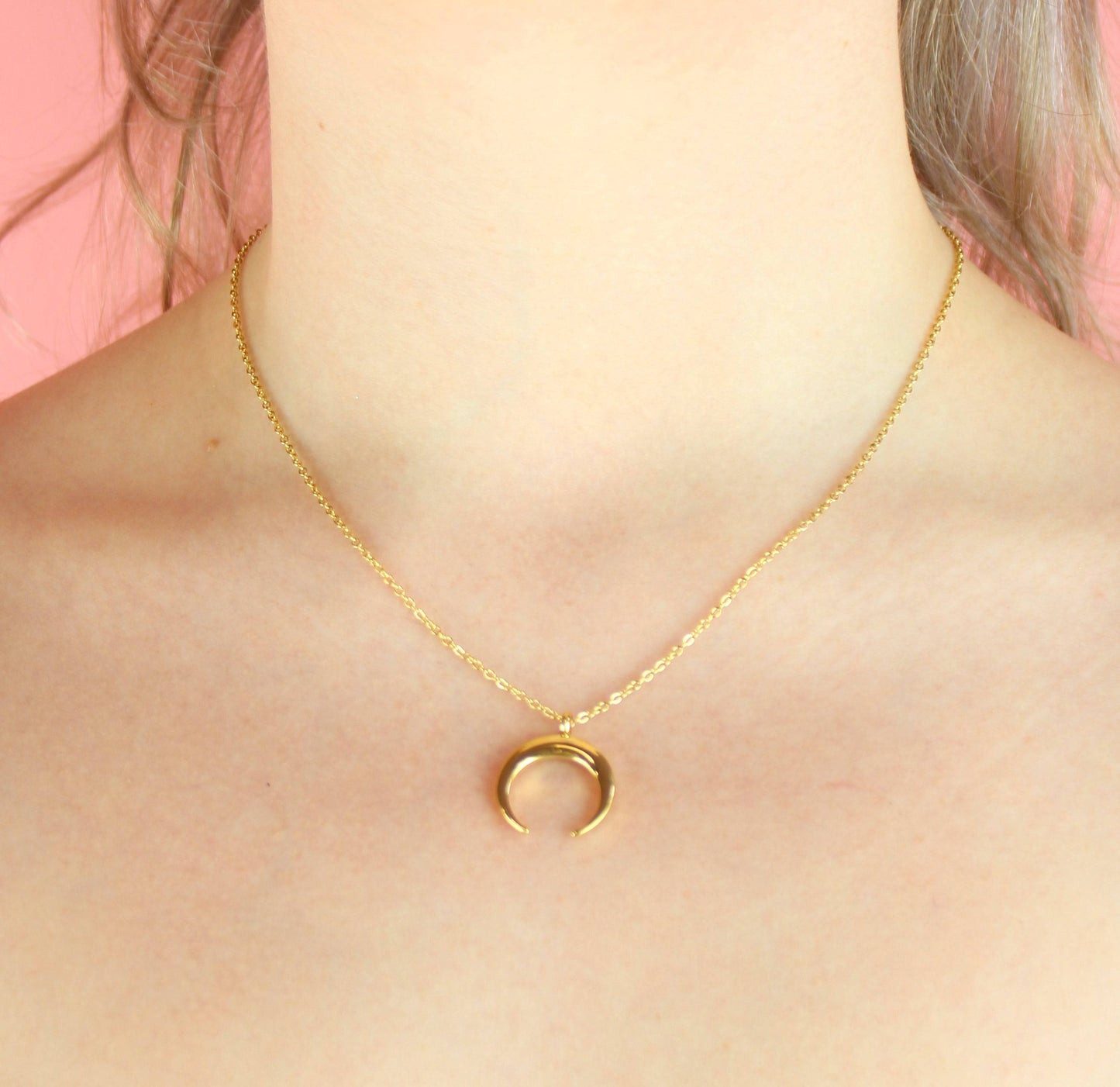 Crescent Moon Necklace (Gold Plated)