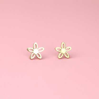 Cut Out Daisy Stud Earrings (Gold Plated)