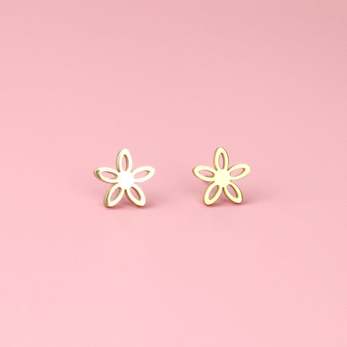 Cut Out Daisy Stud Earrings (Gold Plated)