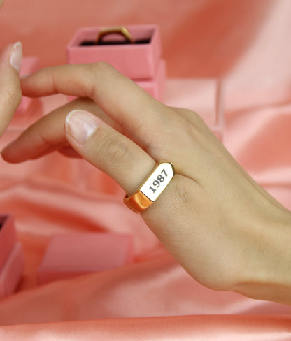 Customisable Birth Year Ring - Gold Plated