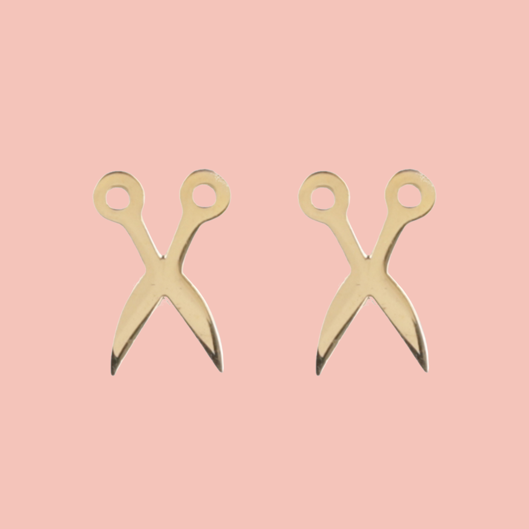 Cut It Out Scissor Stud Earrings - Gold Plated