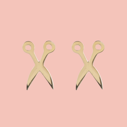 Cut It Out Scissor Stud Earrings - Gold Plated
