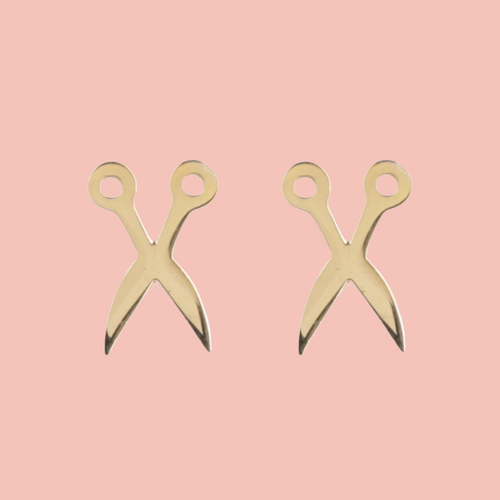 Cut It Out Scissor Stud Earrings - Gold Plated