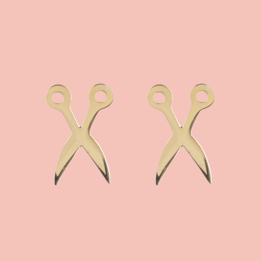 Cut It Out Scissor Stud Earrings - Gold Plated