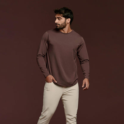Long Sleeve Curved Hem T-Shirt