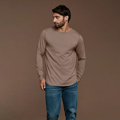 Long Sleeve Curved Hem T-Shirt