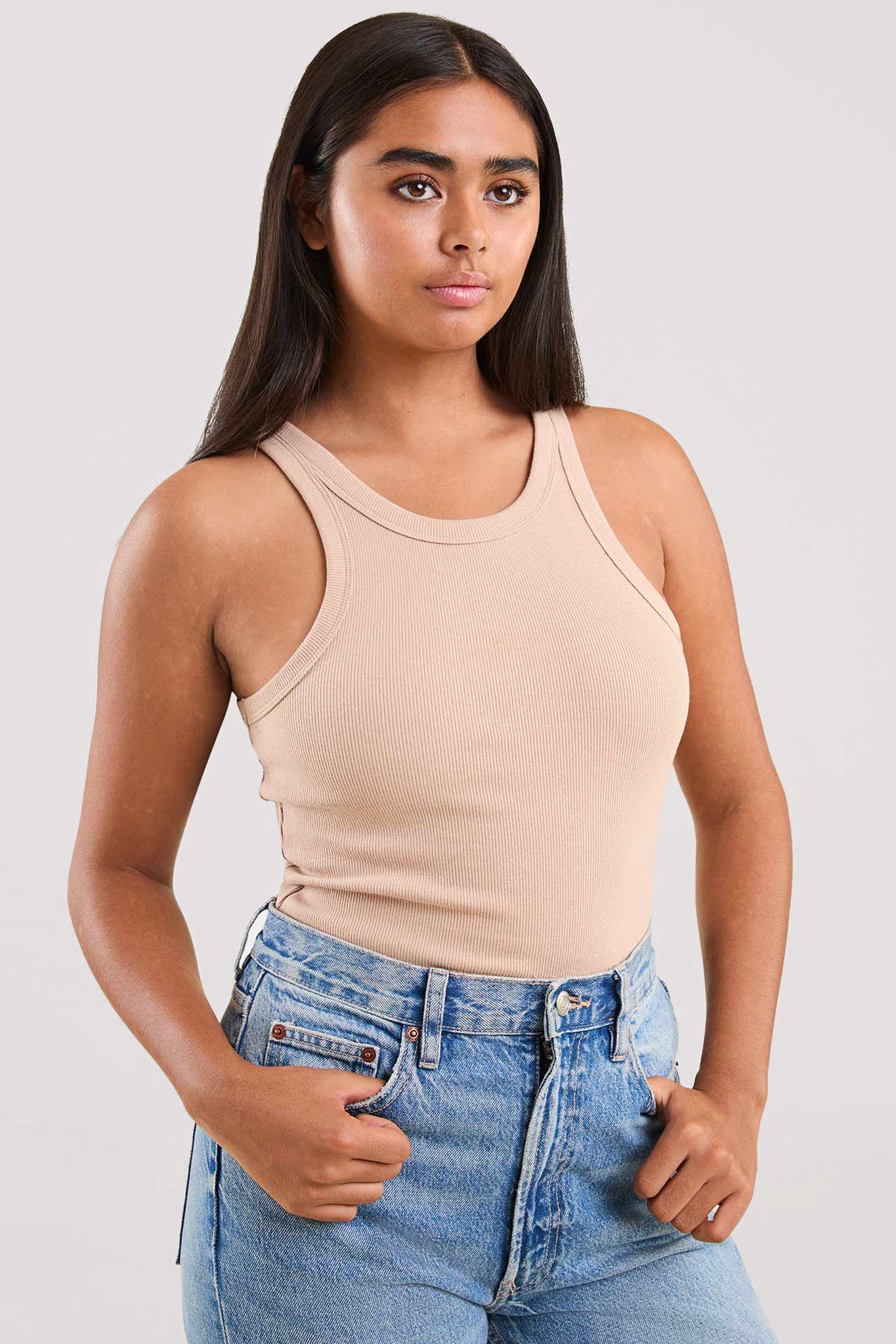 Essential Rib Tank Top | Sand