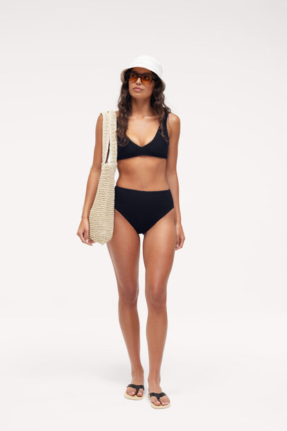 High Waist Bikini Bottom | Crispy Black