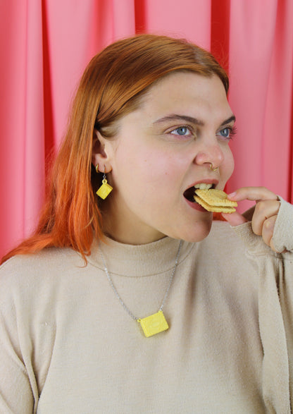 Custard Cream Biscuit Huggie Hoop Earrings
