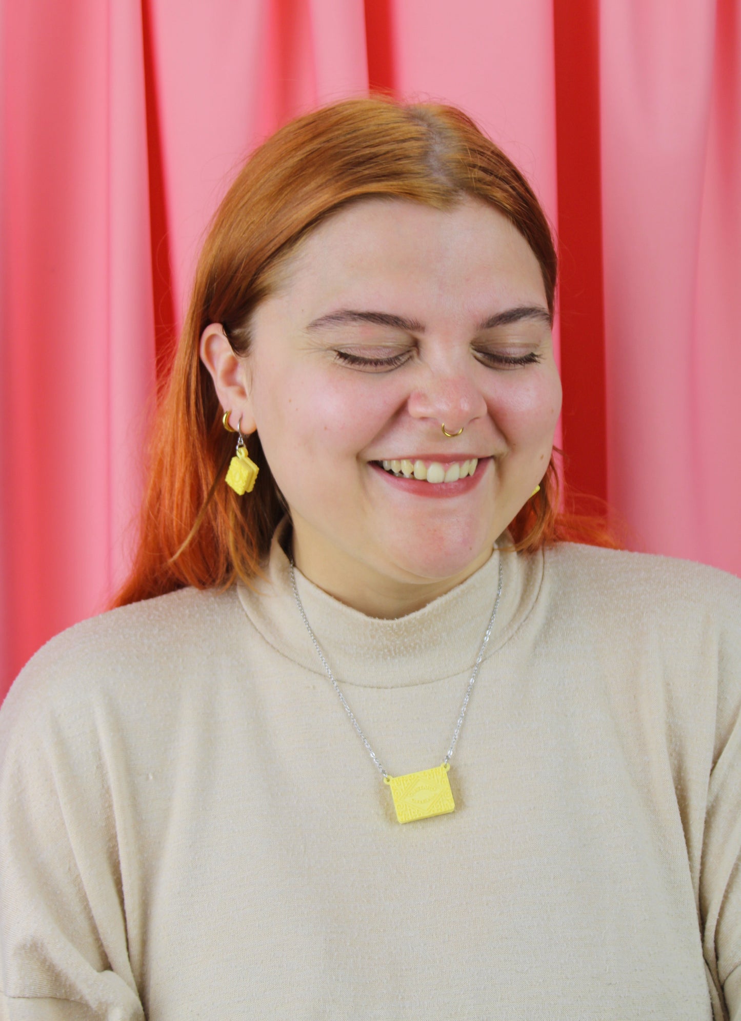 Custard Cream Biscuit Huggie Hoop Earrings