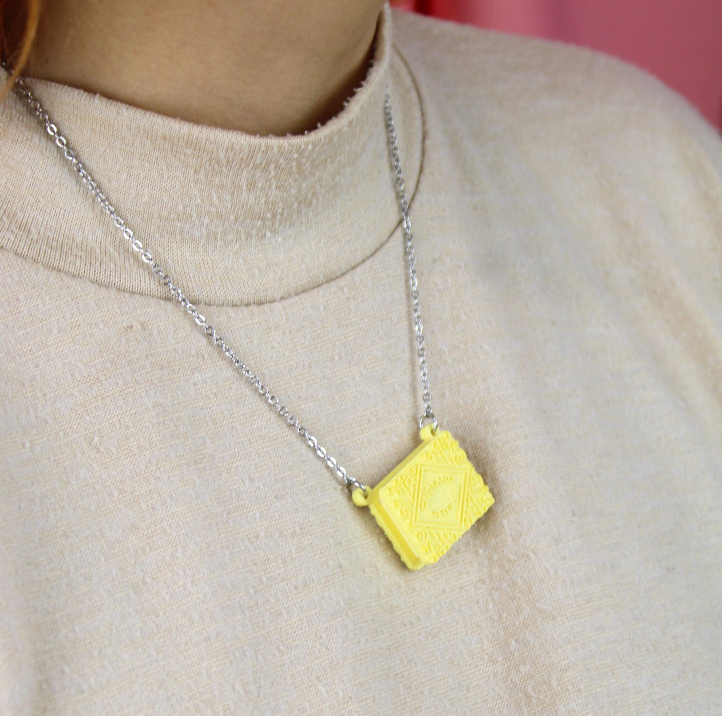 Custard Cream Biscuit Necklace
