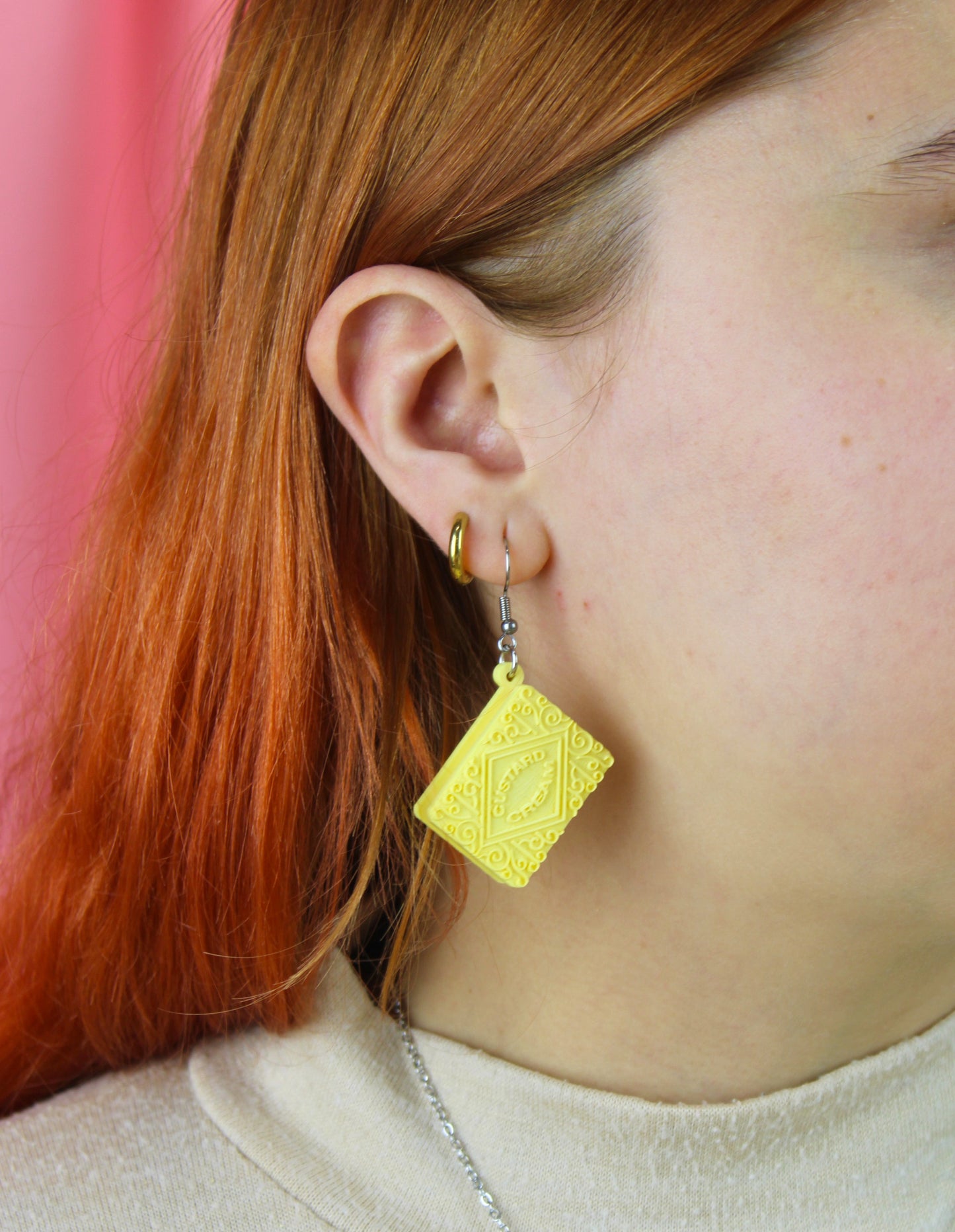 Custard Cream Biscuit Earrings