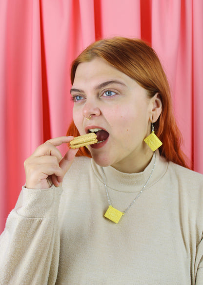 Custard Cream Biscuit Earrings