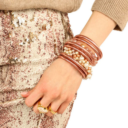 BuDhaGirl: Rose Gold All Weather Bangle (Set of 6)- Serenity Prayer