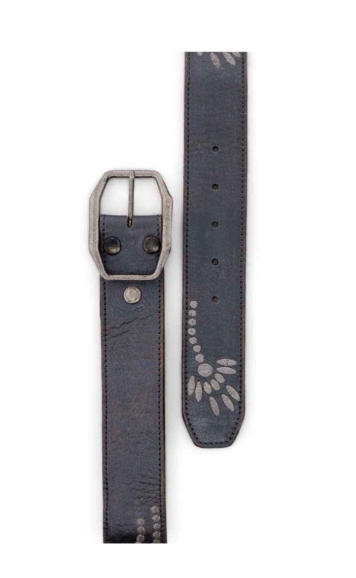 Bedstu Mohawk Leather Belt, Silver Lux