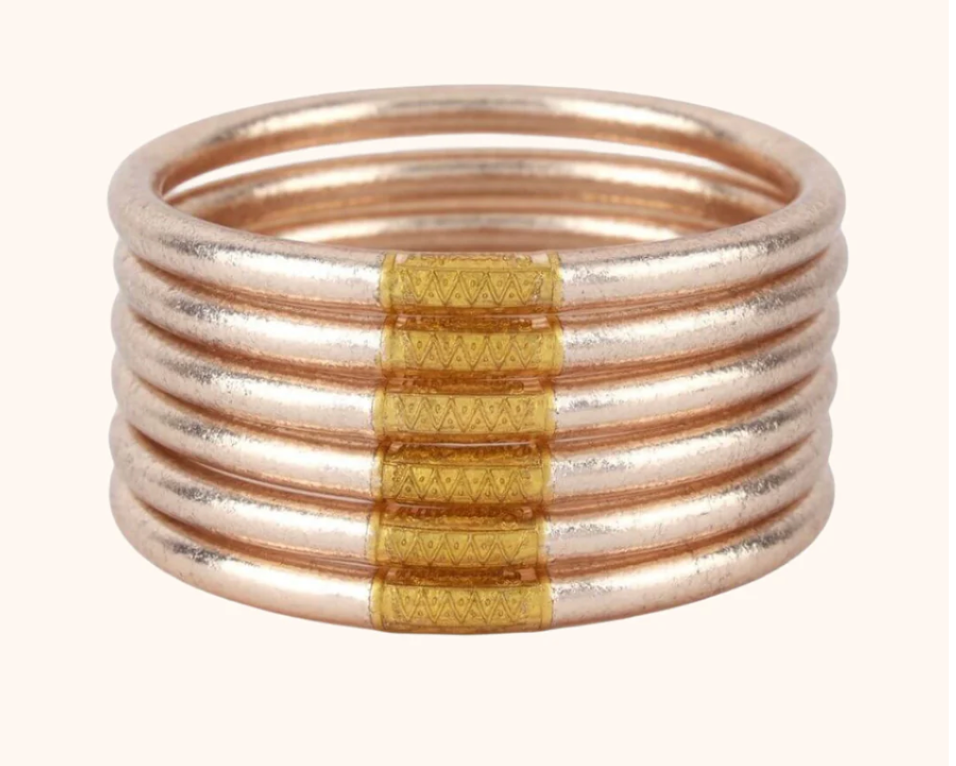 BuDhaGirl: Champagne All Weather Bangle (Set of 6)- Serenity Prayer