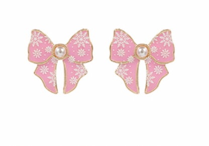 Christmas Bows Earring, Pink