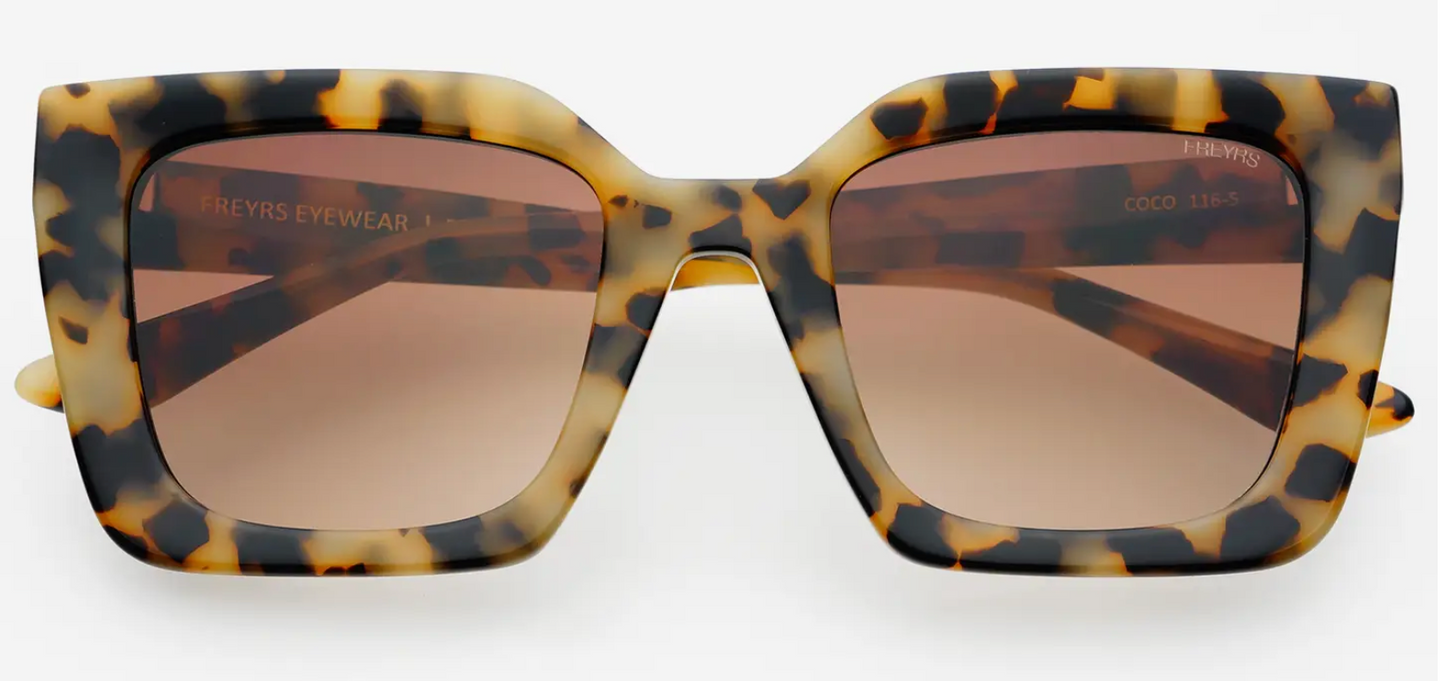 FREYRS: Coco Acetate Square Sunglasses, Milky Tortoise