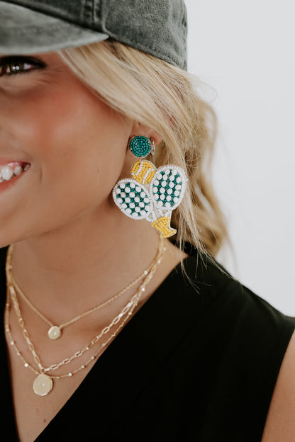 Pickle Ball Beaded Earring