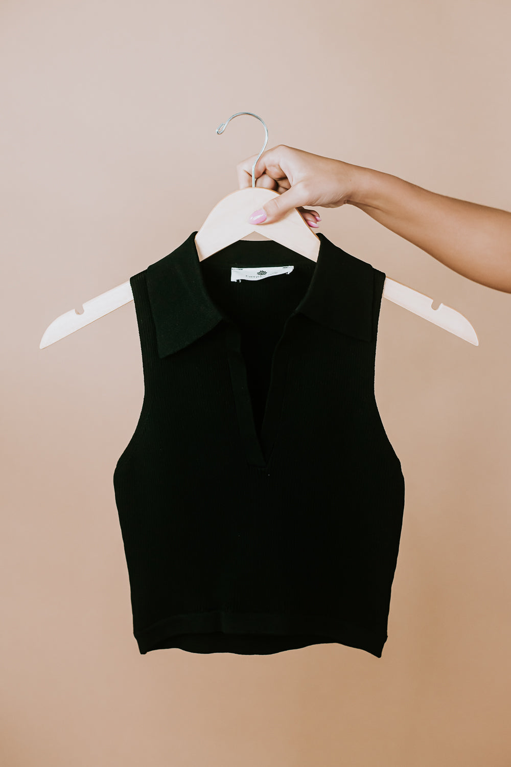 Preppiest Cropped Polo Tank, Black