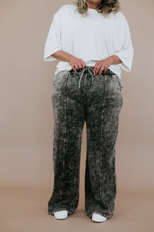 Kicking Back Acid Wash Sweatpant, Black Acid Wash