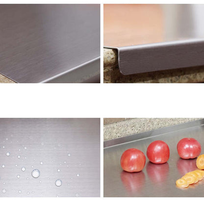 Heavy-duty stainless steel cutting board for the kitchen, with raised edges, non-slip surface, and knife protection
