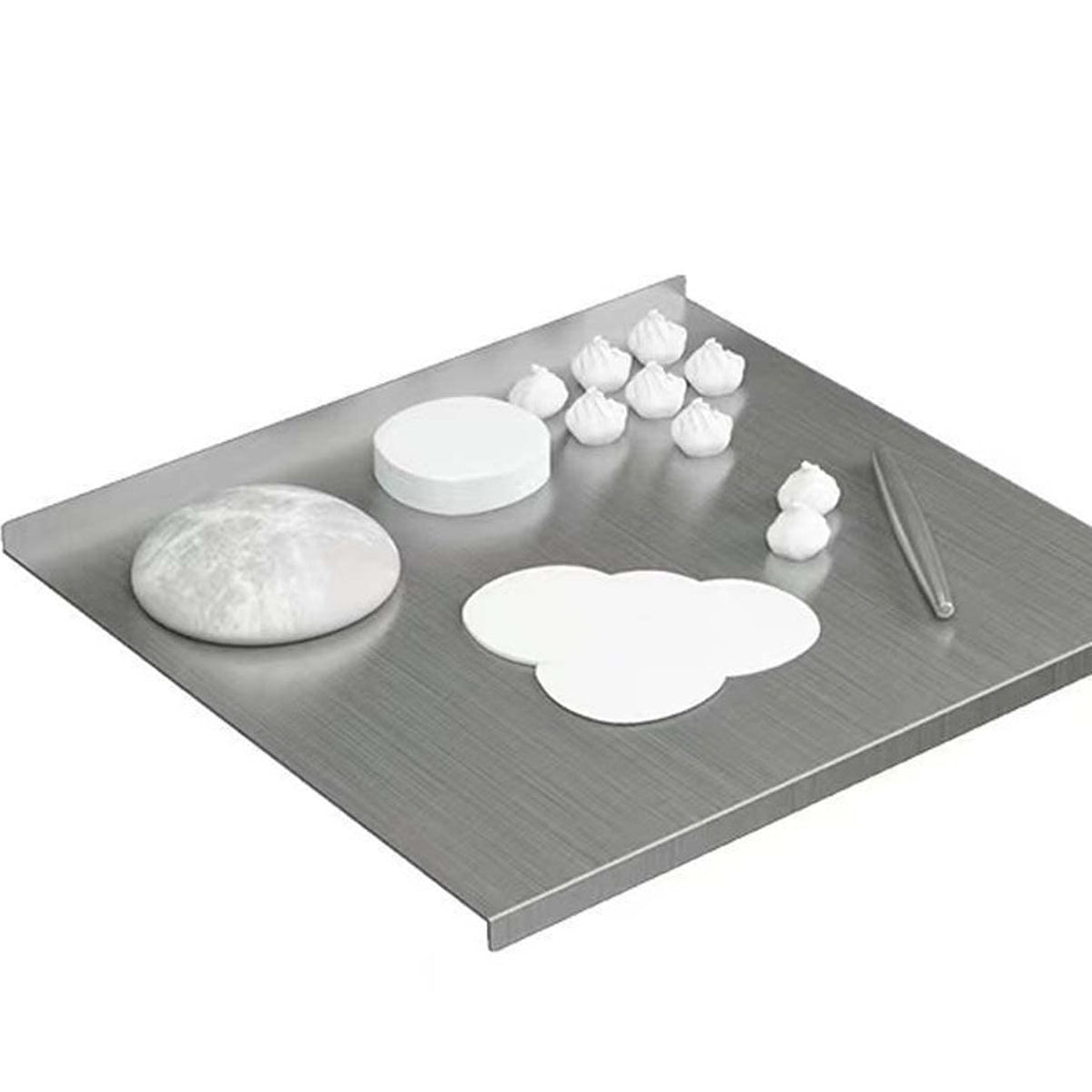 Heavy-duty stainless steel cutting board for the kitchen, with raised edges, non-slip surface, and knife protection
