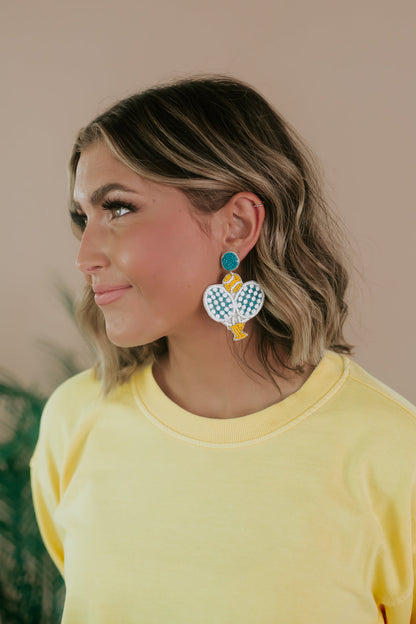 Pickle Ball Beaded Earring