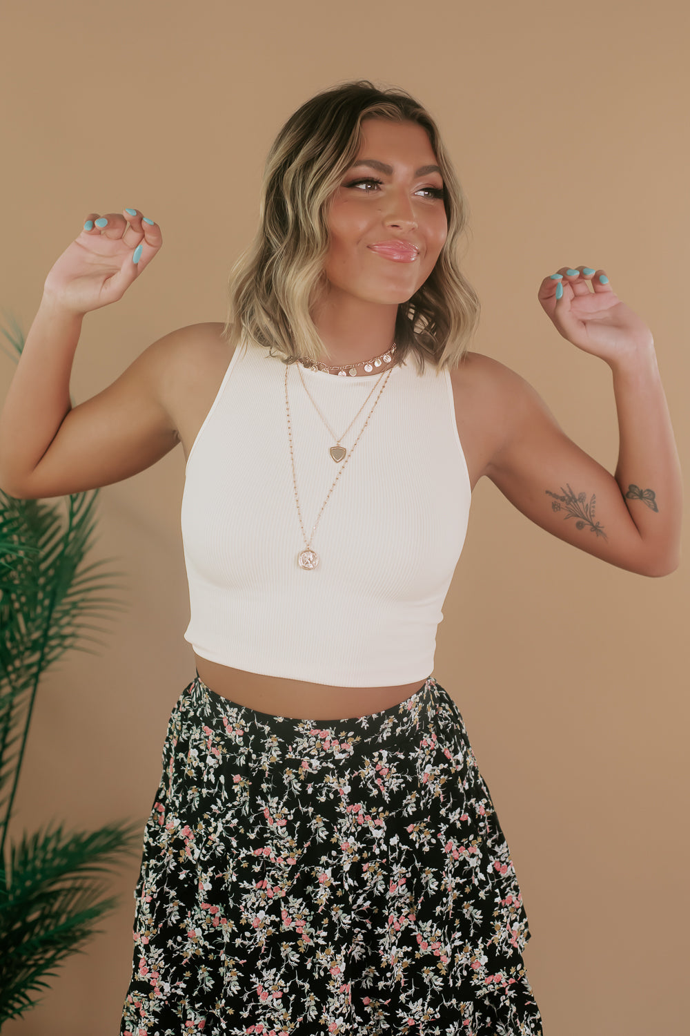Everyday High Neck Tank, Light Peach