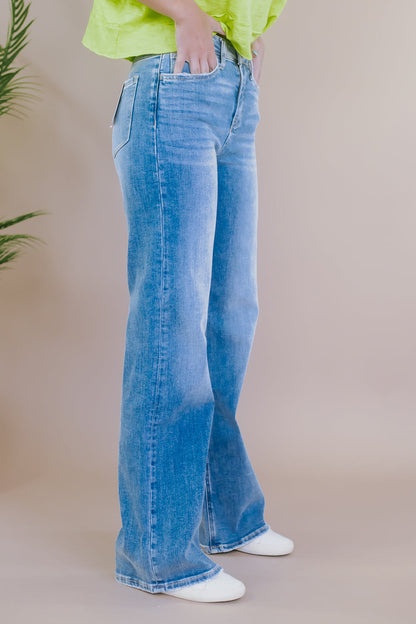 High Rise Wide Leg A Line Denim Jeans, Righteously VERVET