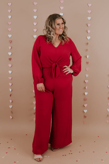 Black Tie Event Wide Leg Jumpsuit, red