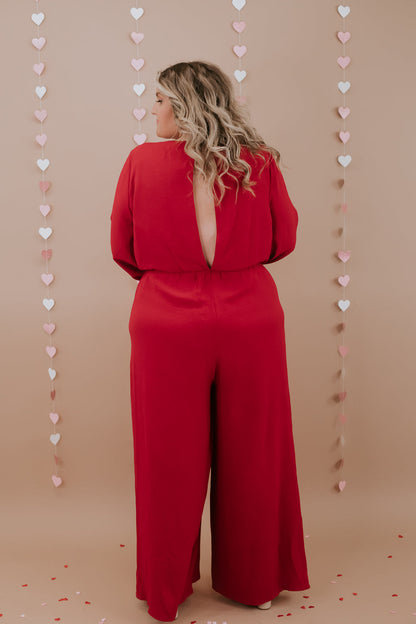 Black Tie Event Wide Leg Jumpsuit, red