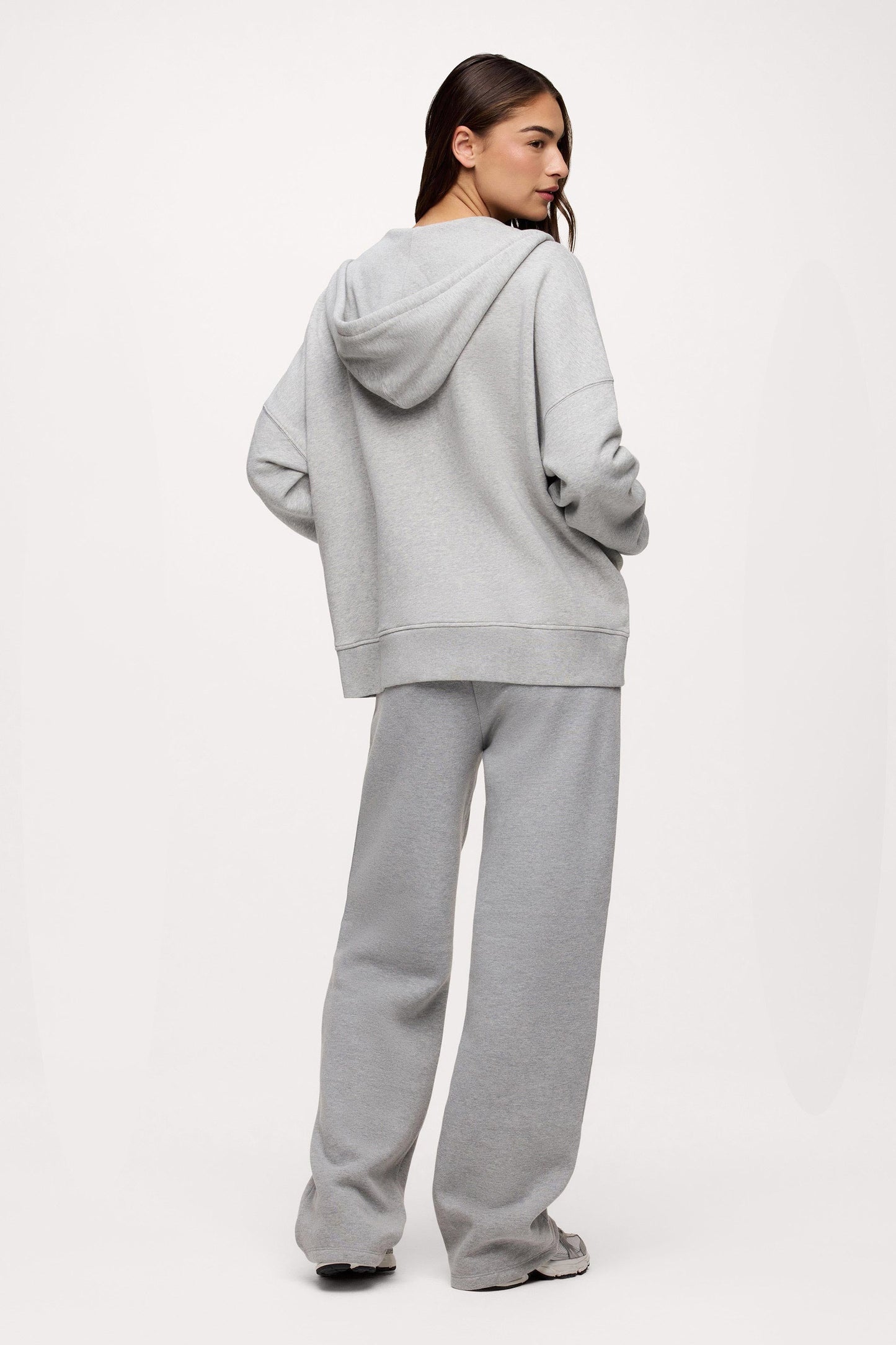 Core Fleece Two Way Zip Hoodie | Heather Grey