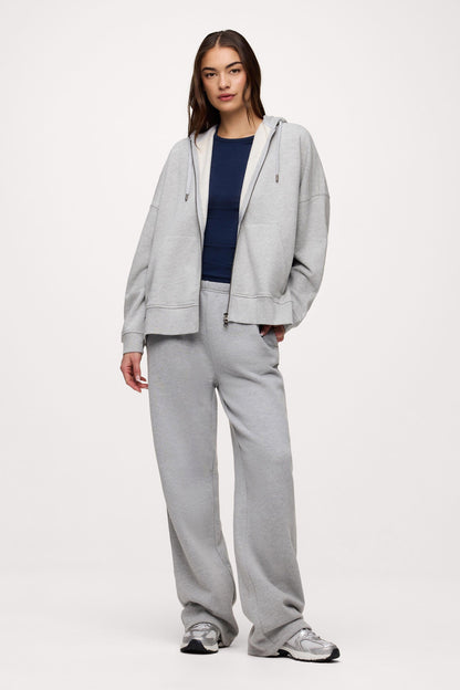 Core Fleece Two Way Zip Hoodie | Heather Grey