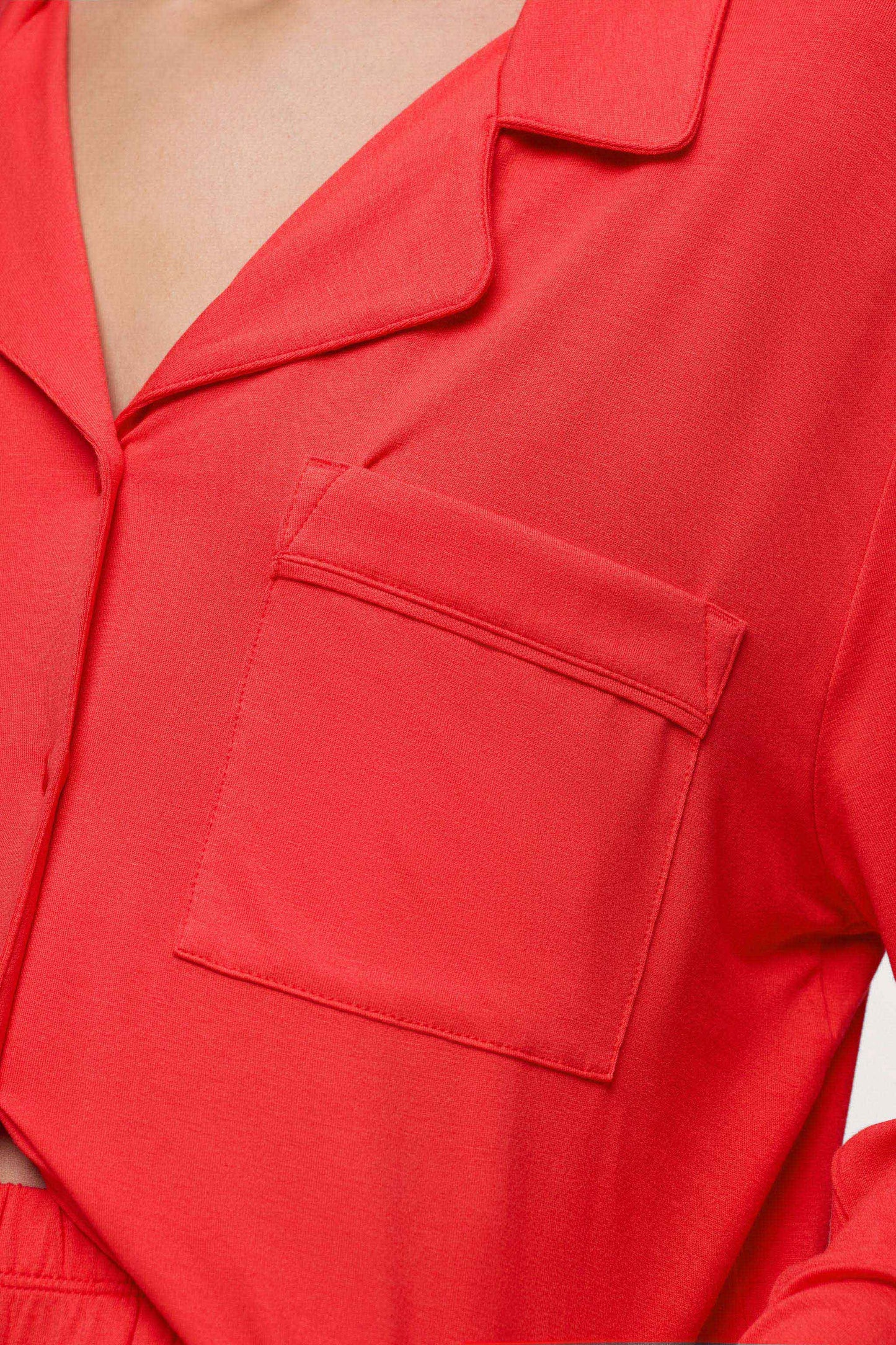 Long Sleeve Button-Up Pajama Shirt | Hibiscus