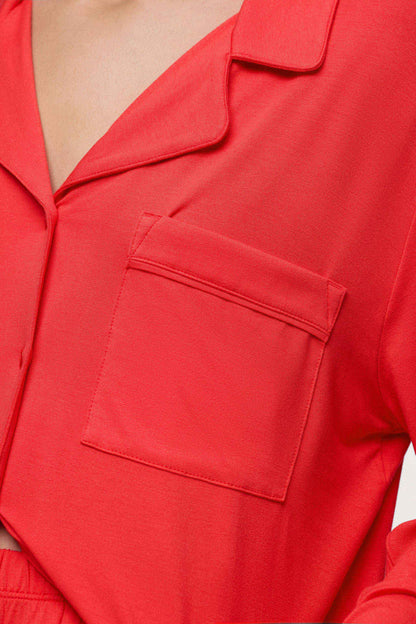 Long Sleeve Button-Up Pajama Shirt | Hibiscus