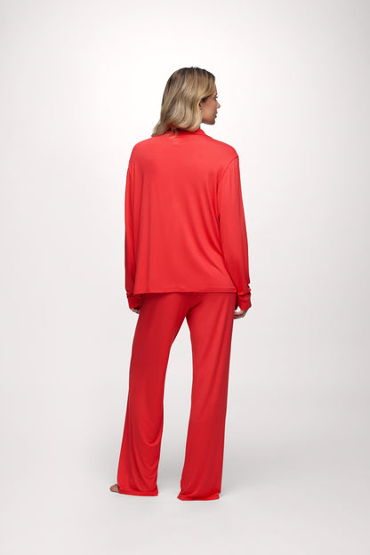Long Sleeve Button-Up Pajama Shirt | Hibiscus