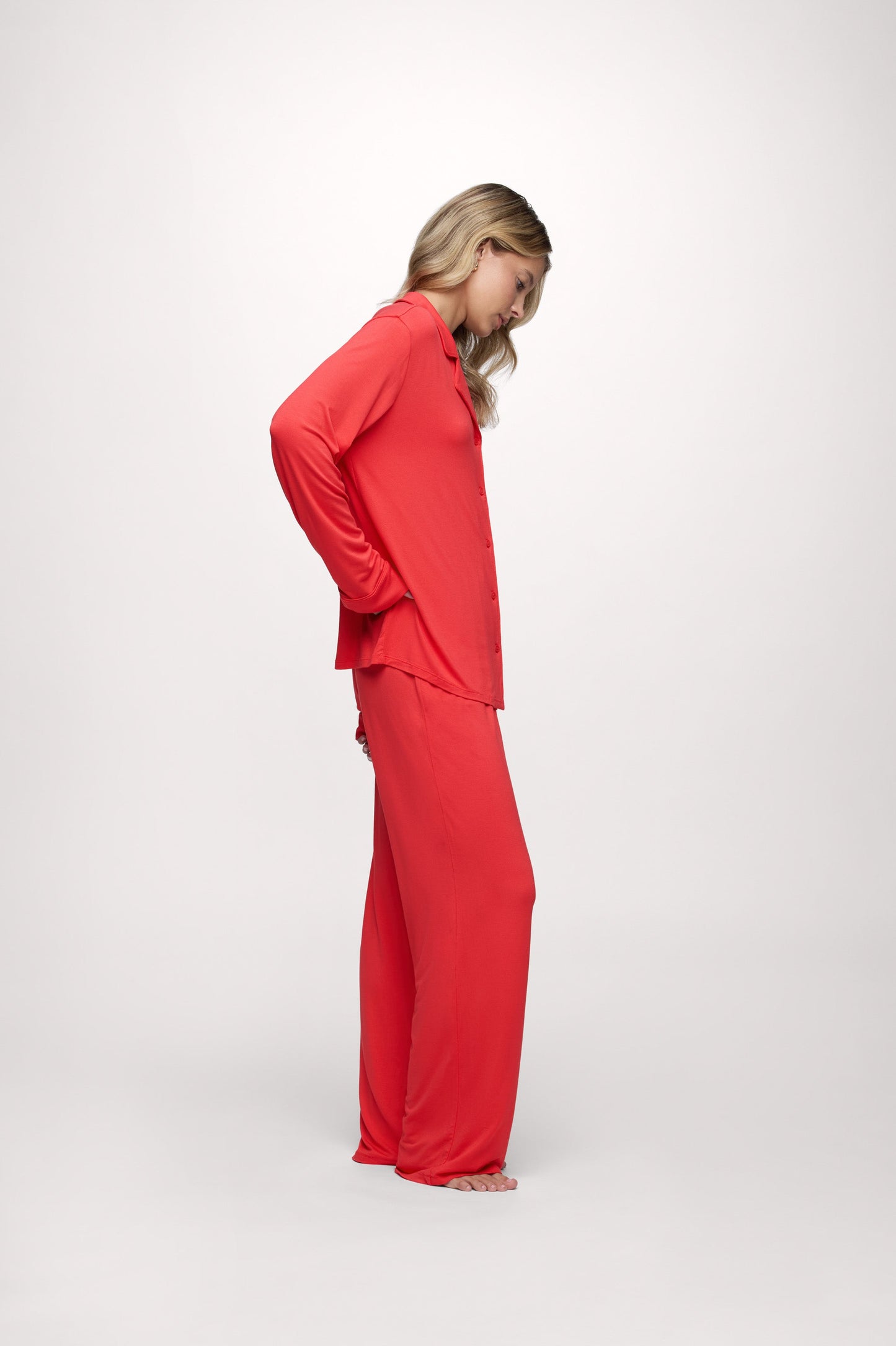 Long Sleeve Button-Up Pajama Shirt | Hibiscus