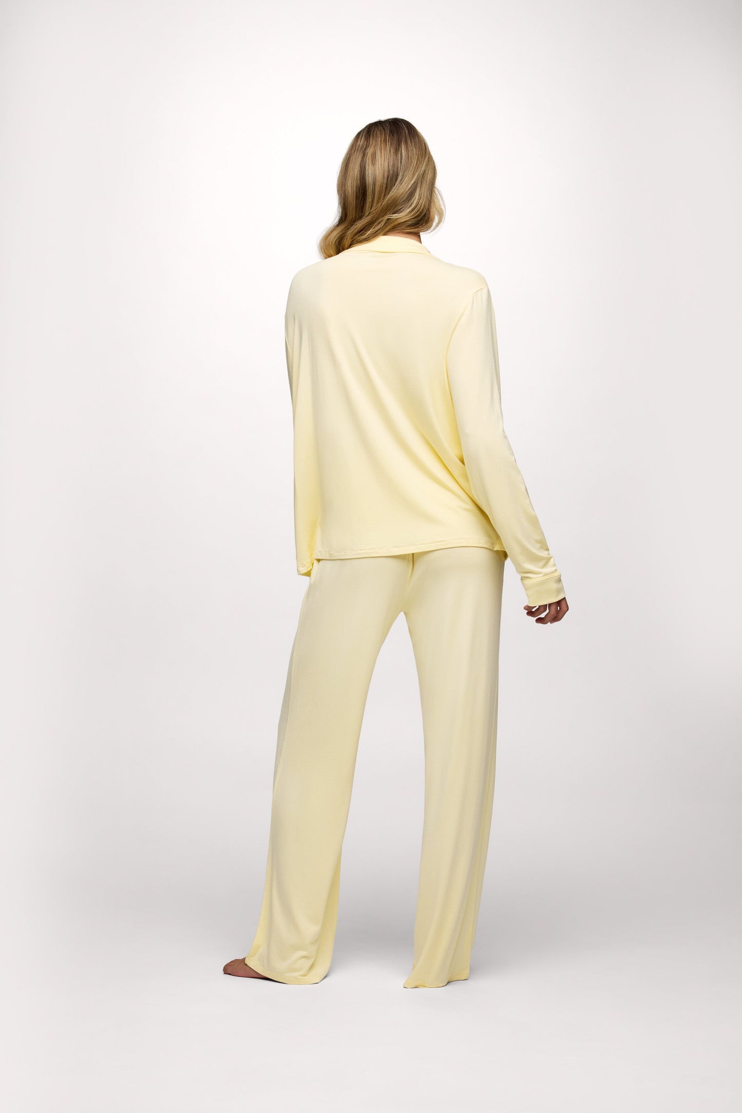 Long Sleeve Button-Up Pajama Shirt | Lemon