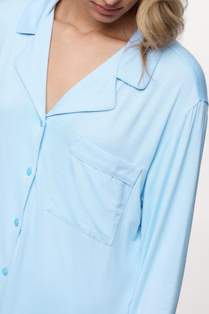 Long Sleeve Button-Up Pajama Shirt | Sky