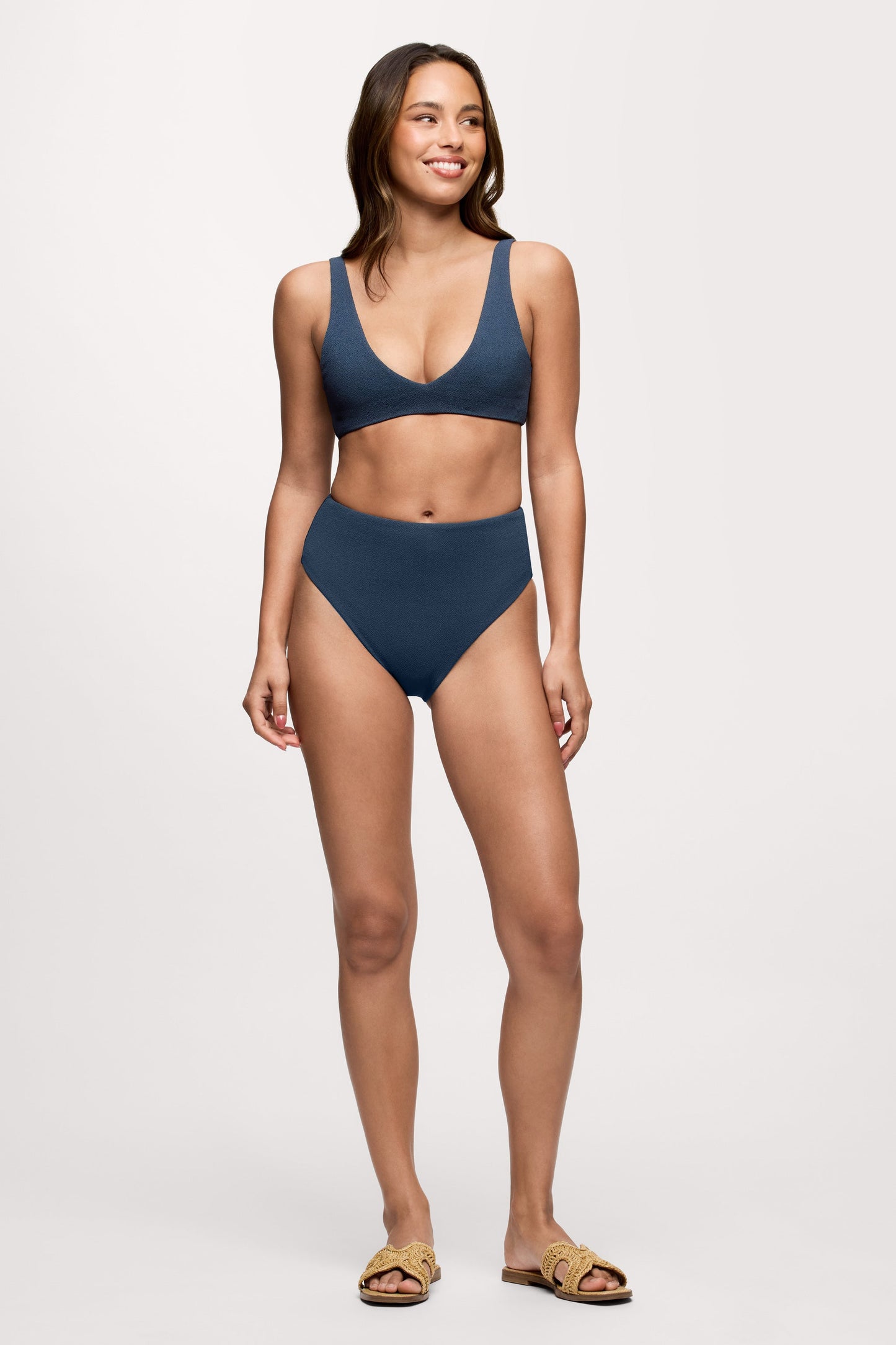 High Waist Bikini Bottom | Crispy Navy