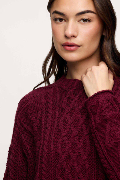 Heritage Cable Sweater | Ruby
