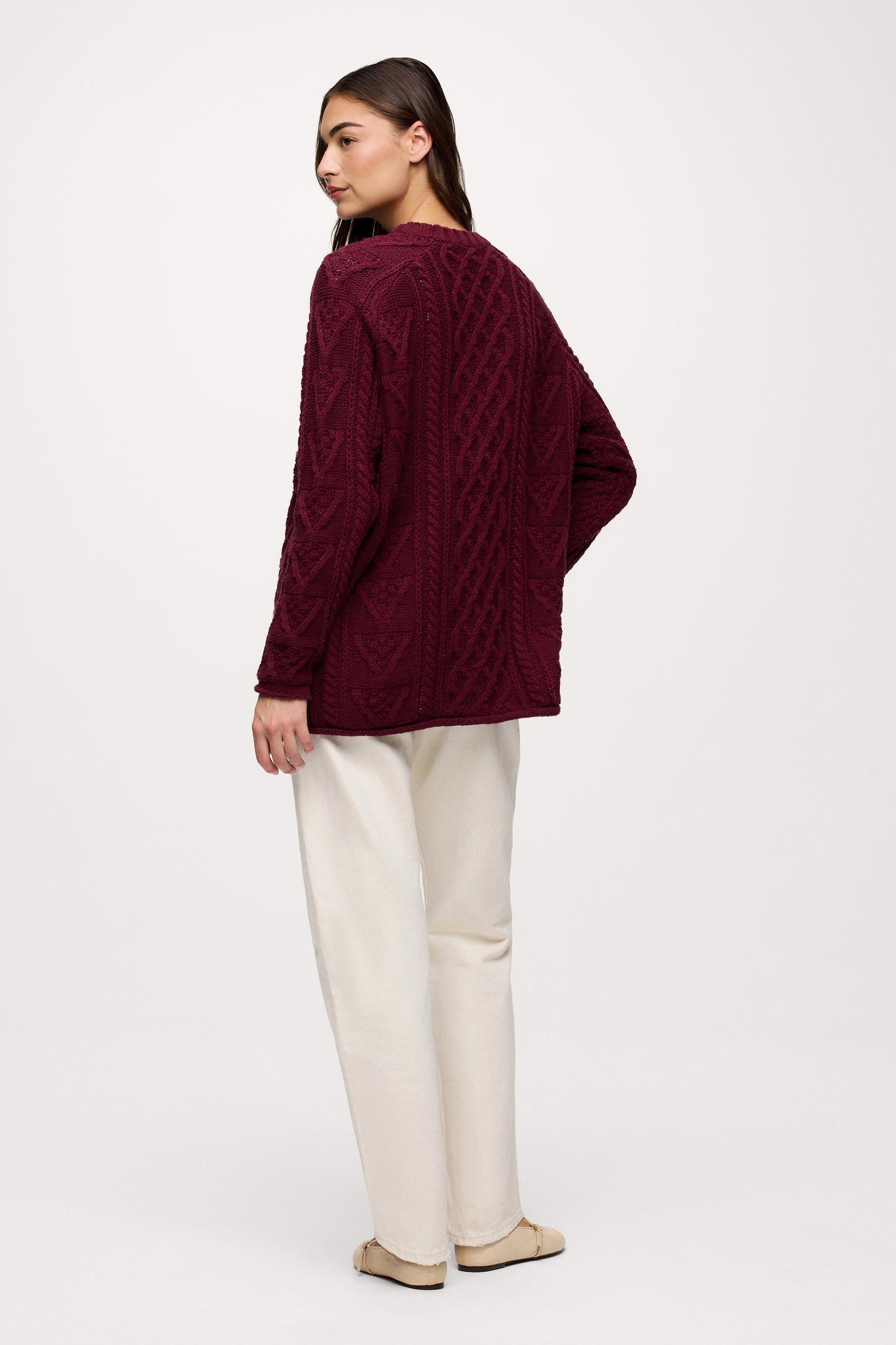 Heritage Cable Sweater | Ruby