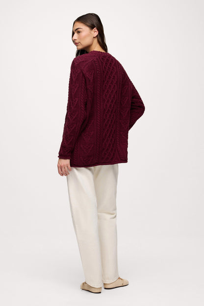 Heritage Cable Sweater | Ruby