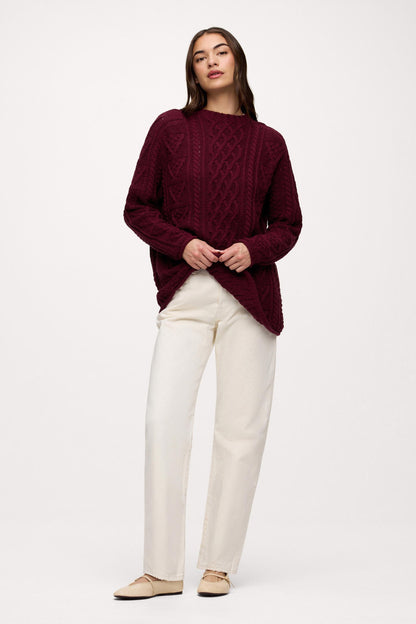 Heritage Cable Sweater | Ruby
