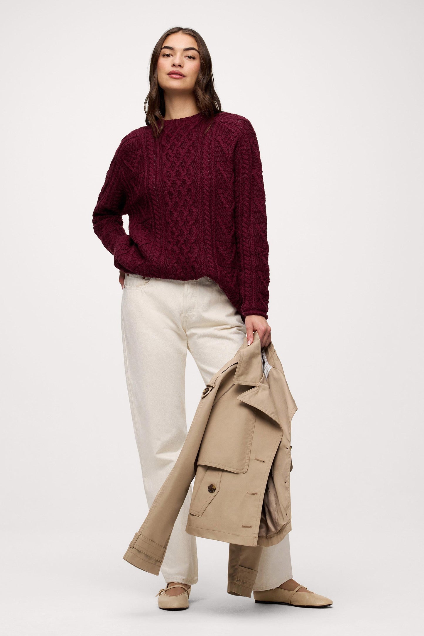 Heritage Cable Sweater | Ruby
