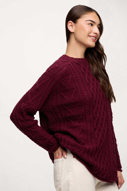 Heritage Cable Sweater | Ruby