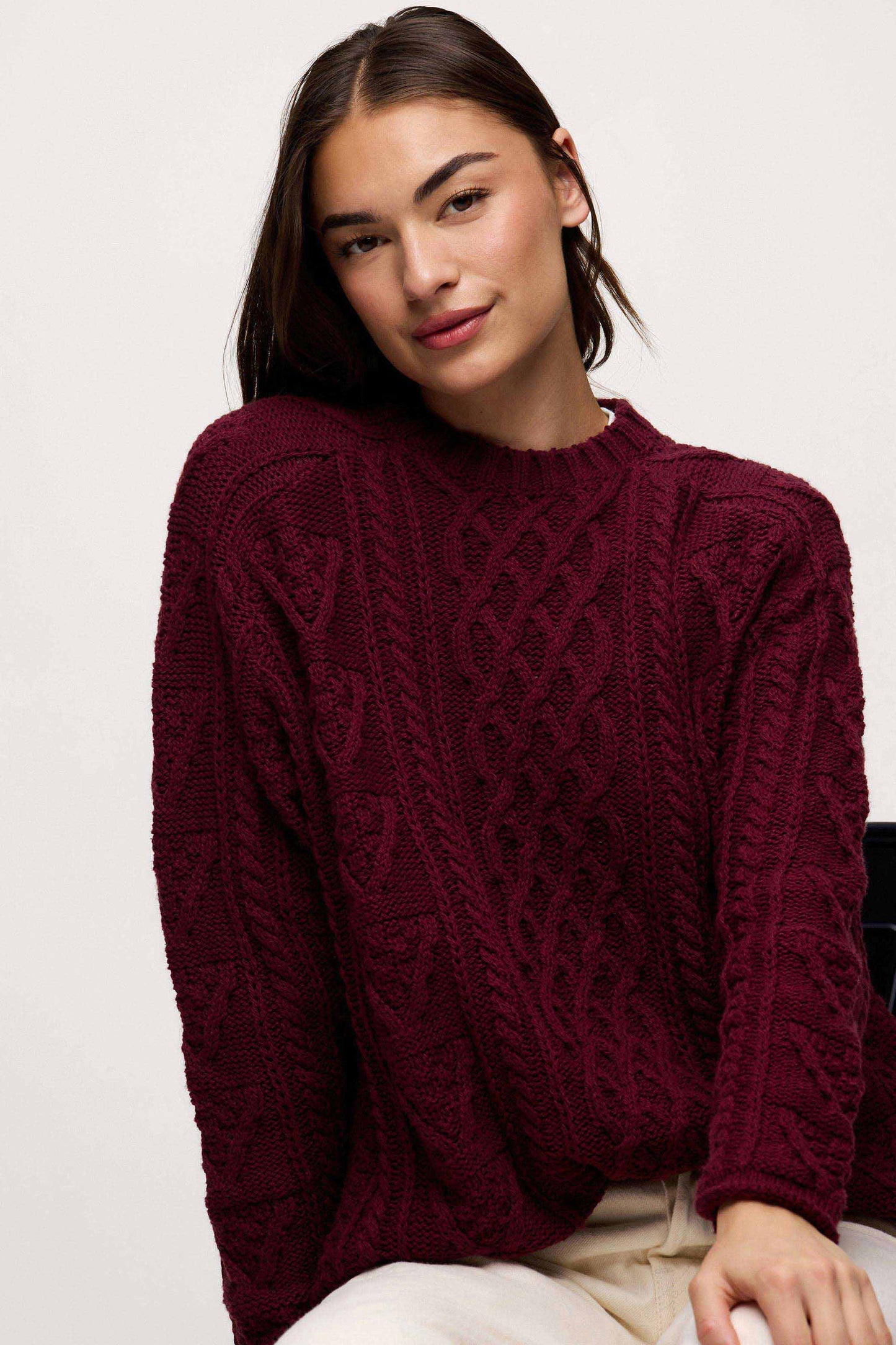 Heritage Cable Sweater | Ruby