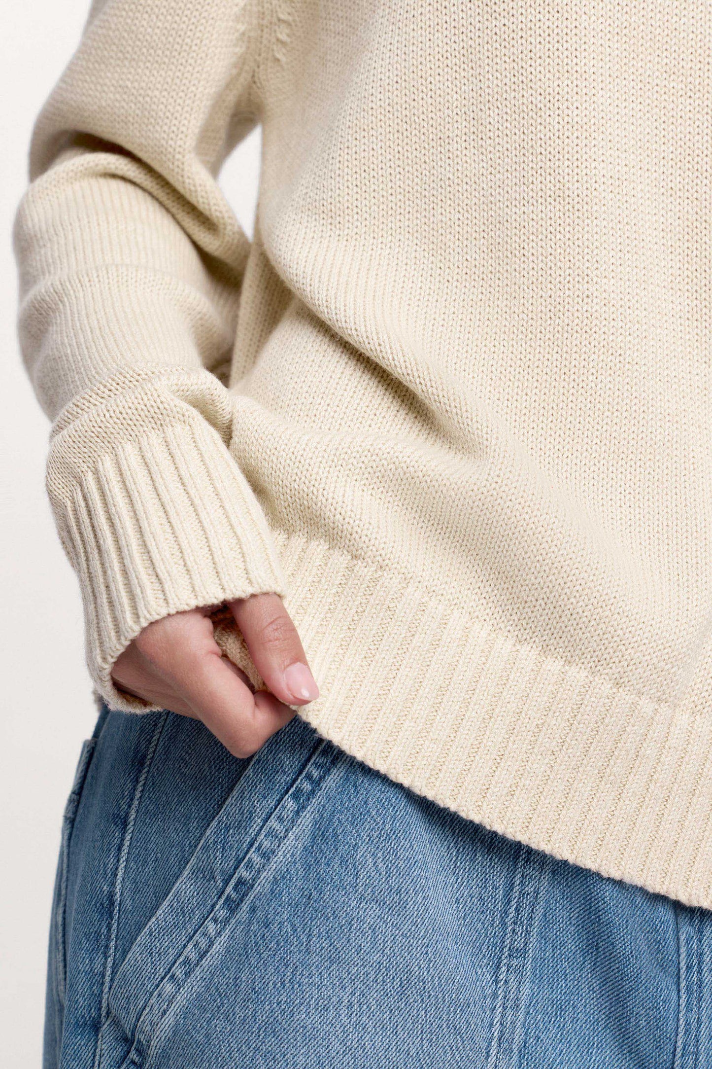 Cotton Crew Sweater | Heather Oat