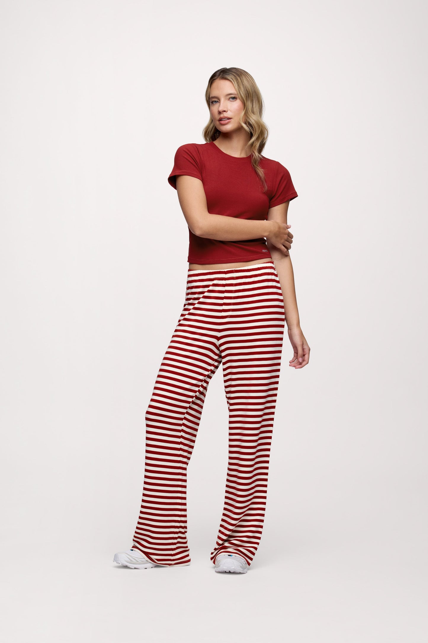 Boyfriend Stripe Pant | Scarlet White Stripe